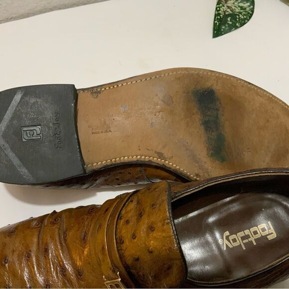 Footjoy Brown Ostrich Leather Loafers 73668 12C - Picture 10 of 16